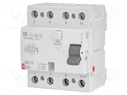 RCD breaker; Inom: 16A; Ires: 30mA; Poles: 4; 400V,415V; IP20; EFI