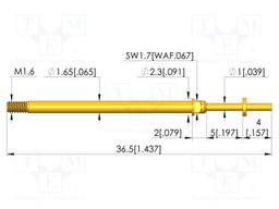 Test needle; Spring compression: 4mm; 5mm; 8A; CuBe; gold-plated