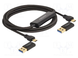 Cable; USB A plug,USB C plug,both sides; gold-plated; 2m; black