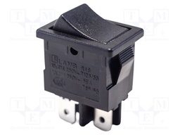 ROCKER; SPST; Pos: 2; OFF-ON; 10A/250VAC; black; Rcont max: 35mΩ
