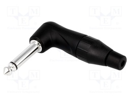 Plug; Jack 6,35mm; male; mono; angled 90°; for cable; soldering