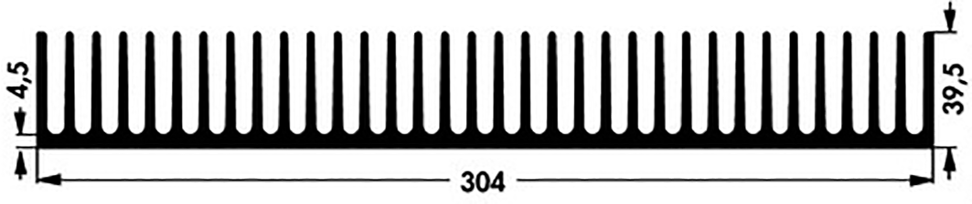 Heatsink: extruded; grilled; natural; L: 100mm; W: 304mm; H: 39.5mm