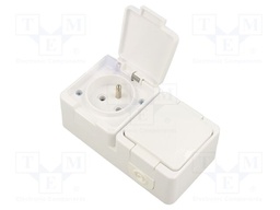 Connector: AC supply; socket; 2P+PE; 250VAC; 16A; white; wall mount