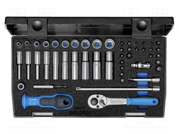Wrench-set; rattle,socket spanner; 1/4"; 49pcs.