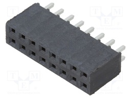 Connector: pin strips; female; PIN: 16; 2.54mm; gold flash; THT