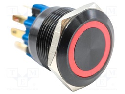 Switch: vandal resistant; SPST-NO + SPST-NC; 2A/48VDC; IP65; red
