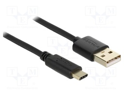Cable; USB 2.0; USB A plug,USB C plug; 0.5m; black; 24AWG,30AWG