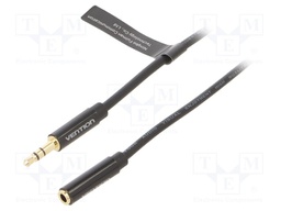 Cable; Jack 3.5mm socket,Jack 3.5mm plug; 2m; black