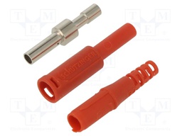 Socket; 4mm banana; 32A; 1kV; red; nickel plated; on cable; Ø: 4mm