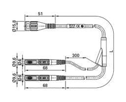 Test lead; BNC plug,banana plug 4mm x2; insulated; Len: 1.6m