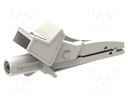 Crocodile clip; 10A; white; Grip capac: max.22mm; Socket size: 4mm