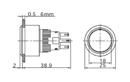 Switch: push-button; Pos: 2; SPDT; 0.5A/220VAC; 1A/24VDC; ON-(ON)