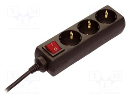 Extension lead; 3G1.5mm2; with protection; Sockets: 3; PVC; black
