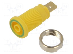 Connector: 4mm banana; socket; 32A; 1kV; yellow-green; gold-plated