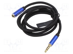 Cable; Jack 3.5mm 4pin socket,Jack 3,5mm 4pin plug; 1m; black