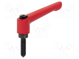 Lever; adjustable; Thread len: 40mm; Lever length: 63mm; Body: red
