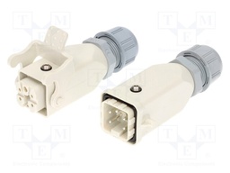 Connector: HDC; male + female; PIN: 5; 4+PE; size 3A; for cable