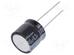 Capacitor: electrolytic; THT; 3300uF; 6.3VDC; Ø16x15mm; ±20%; 1000h