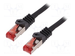 Patch cord; S/FTP; 6; stranded; Cu; LSZH; black; 1.5m; 27AWG