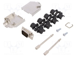 D-Sub HD; PIN: 15; plug; male; shielded; soldering; for cable; black