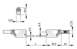 Test lead; 16A; banana plug with axial socket 4mm,both sides