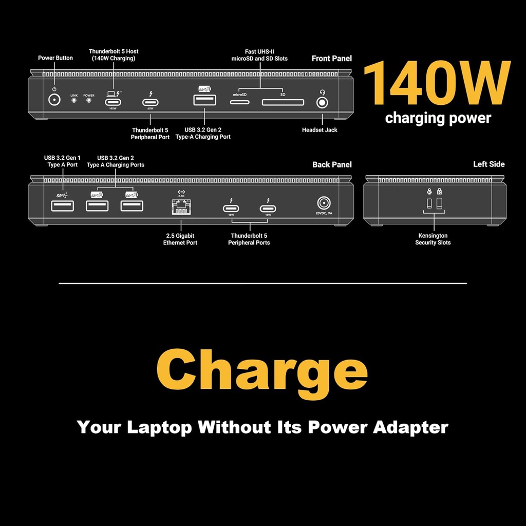 Sonnet Echo 13 Thunderbolt 5 SSD Dock – Integrated 6000MB/s NVMe Storage, 4 Thunderbolt 5 Ports, 2.5Gb Ethernet, 8K Display