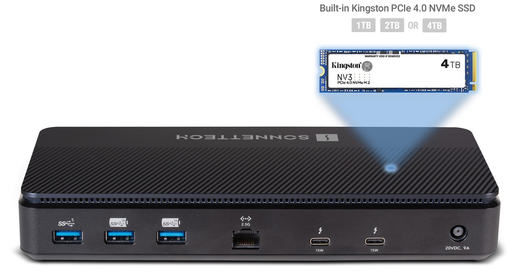 Sonnet Echo 13 Thunderbolt 5 SSD Dock – Integrated 6000MB/s NVMe Storage, 4 Thunderbolt 5 Ports, 2.5Gb Ethernet, 8K Display