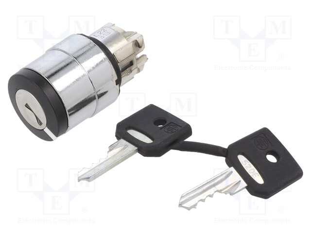 Switch: rotary with key; Stabl.pos: 2; 22mm; black; Illumin: none