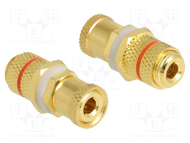 Adapter; banana socket,both sides; Plating: gold-plated; 9.5mm