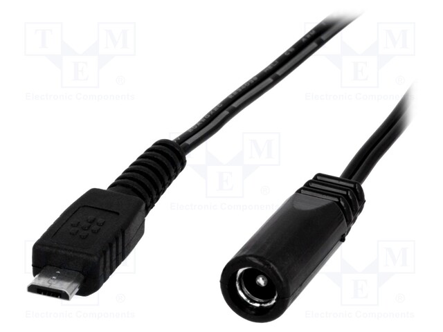 Cable; USB B micro plug,DC 5,5/2,1 socket; straight; 0.35mm2