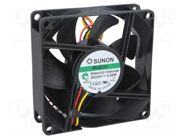 Fan: DC; axial; 24VDC; 80x80x25mm; 96.33m3/h; 44.7dBA; Vapo; 4500rpm