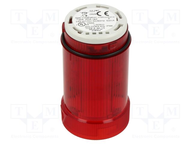 Signaller: lighting; LED; red; Usup: 24VDC; Usup: 24VAC; IP66