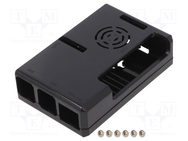Enclosure: for computer; Raspberry Pi 4 B; ABS; black