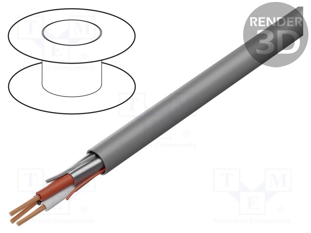 Wire; shielded,Al-PET foil; PVC; grey; 300V; 305m; CPR: Eca