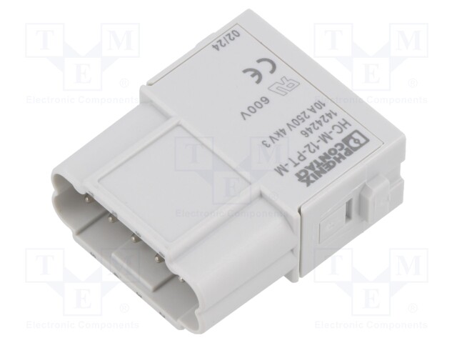 Connector: HDC; male; 250V; 10A; PIN: 12; push-in; -40÷125°C; UL94V-0