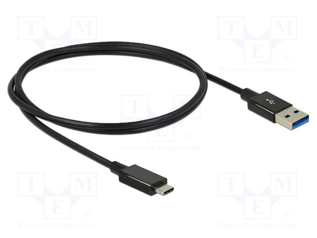 Cable; USB A plug,USB C plug; gold-plated; 1m; black; 26AWG,32AWG