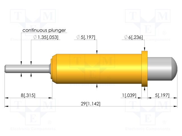 Test needle; Spring compression: 4mm; 5mm; 8A; steel; Ø: 4mm; 8N