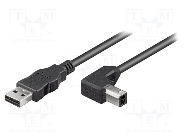Cable; USB 2.0; USB A plug,USB B angled plug; 3m; black; 480Mbps
