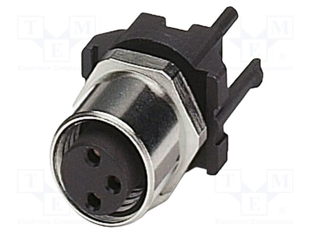 Connector: M8; female; PIN: 3; 4A; 48V; IP67; straight; unshielded