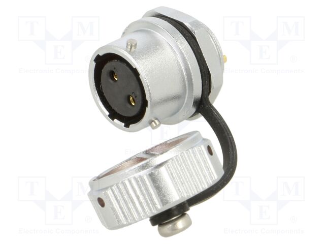 WY16; socket; female; PIN: 2; IP67; 15A; soldering; 500V; 2mm2; 14AWG