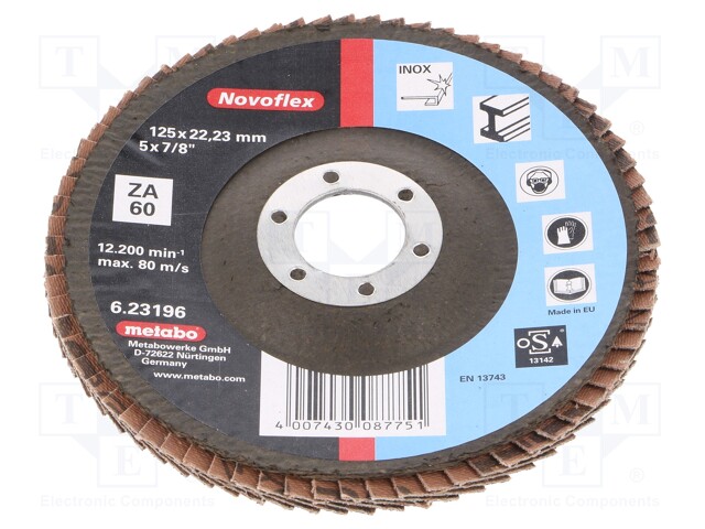 Flap grinding wheels; Ø: 125mm; Øhole: 22.23mm; Granularity: 60