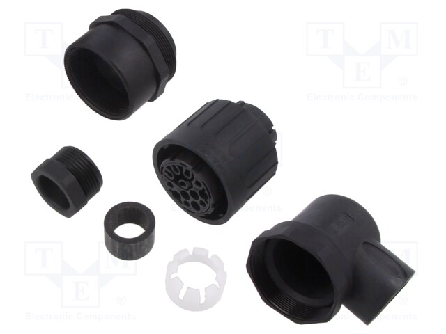 Connector: circular; plug; PIN: 13; female; w/o contacts; IP65; 300V