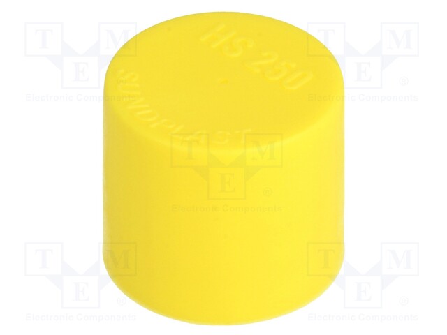 Cap; Body: yellow; Øint: 25mm; H: 23.5mm; Mat: LDPE; Mounting: push-in
