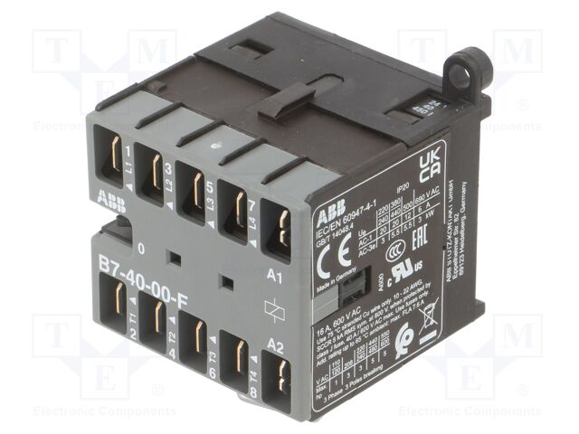 Contactor: 4-pole; NO x4; 24VAC; 7A