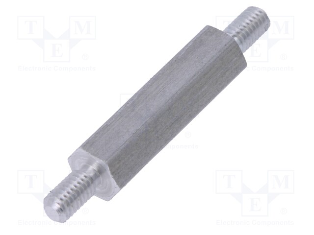 Screwed spacer sleeve; 20mm; Ext.thread: M3; hexagonal; aluminium
