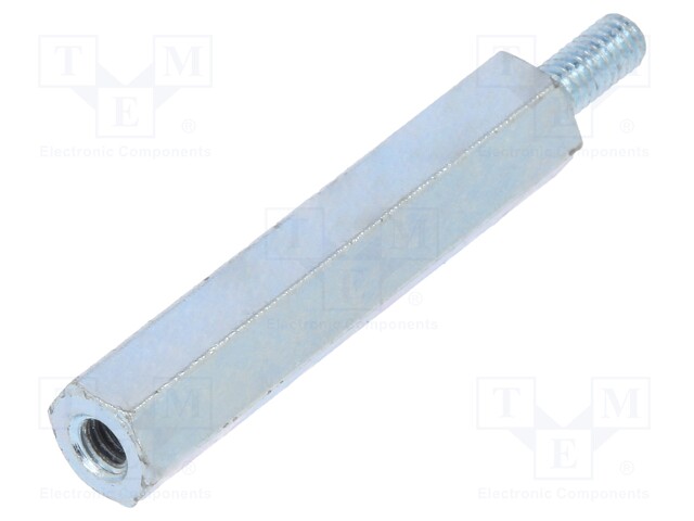 Screwed spacer sleeve; Int.thread: M2,5; 25mm; Ext.thread: M2,5