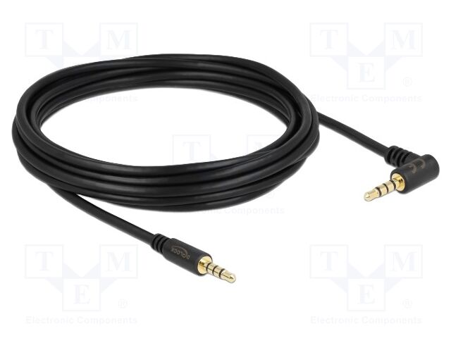 Cable; Jack 3,5mm 4pin plug,Jack 3.5mm 4pin angled plug; 5m
