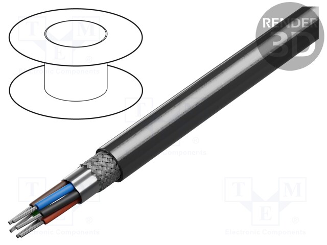 Wire; 9x24AWG; RS232; stranded; Cu; Insulation: PVC; chrome; 152m