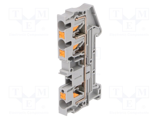 Splice terminal: rail; 0.2÷6mm2; ways: 1; terminals: 3; grey; TS35