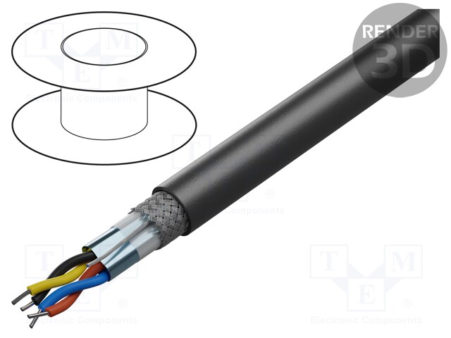 Wire; RS485; 2x2x22AWG; solid; Cu; FEP; black; 305m; CPR: Eca; 300V